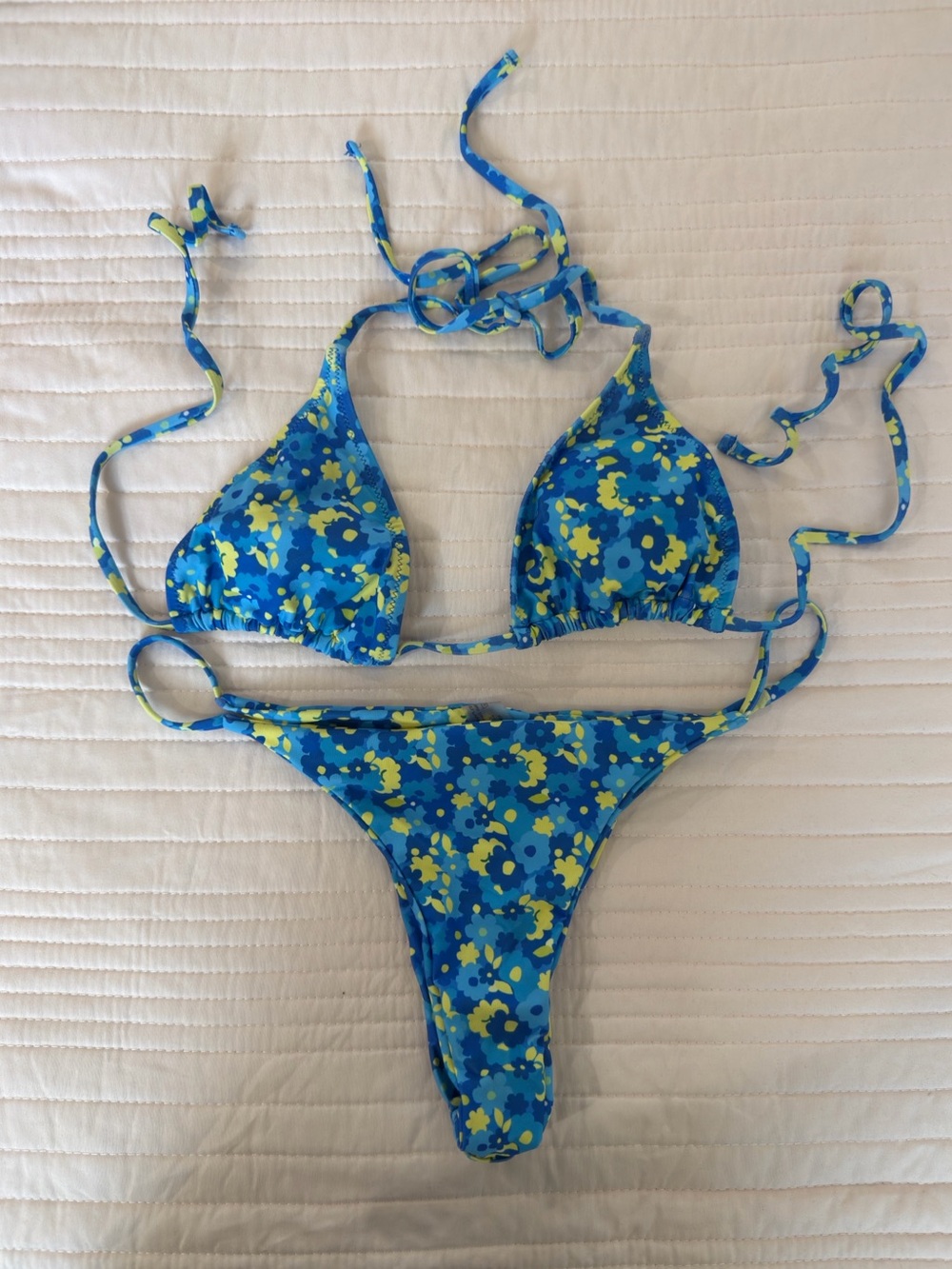 Blue Floral Girls' Two-Piece Bikini Swim Set